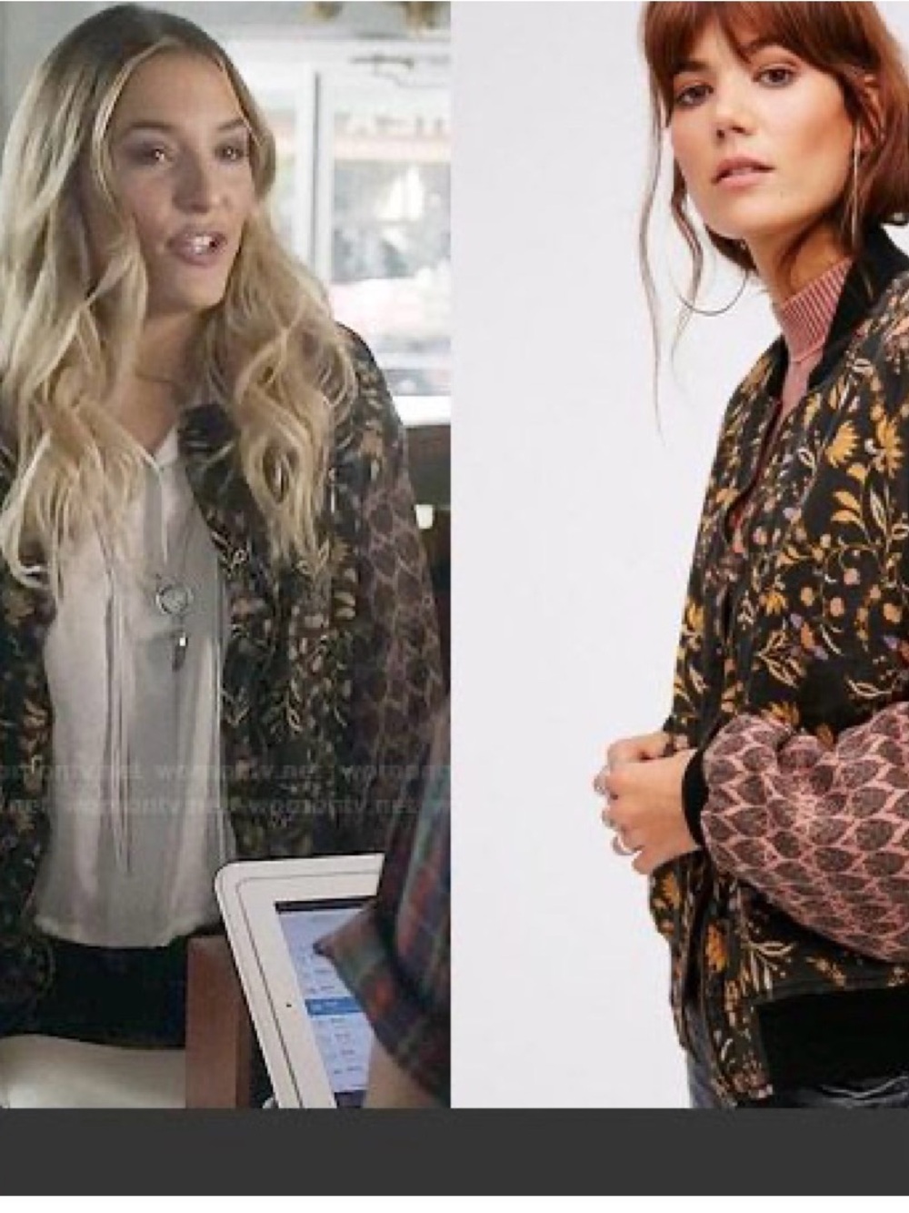 Free People floral print bomber jacket size medium